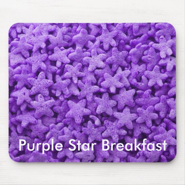 Lila Stars Cereal Breakfast Food Mönster Musmatta (Framsidan)