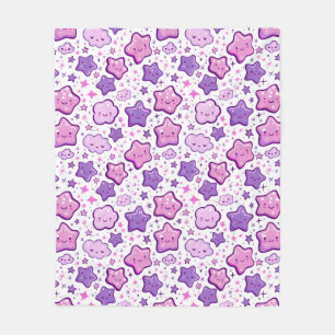 Lila Stars Cloud Kawaii Cute Blanket Fleecefilt
