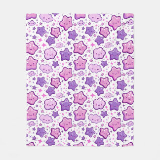 Lila Stars Cloud Kawaii Cute Blanket Fleecefilt