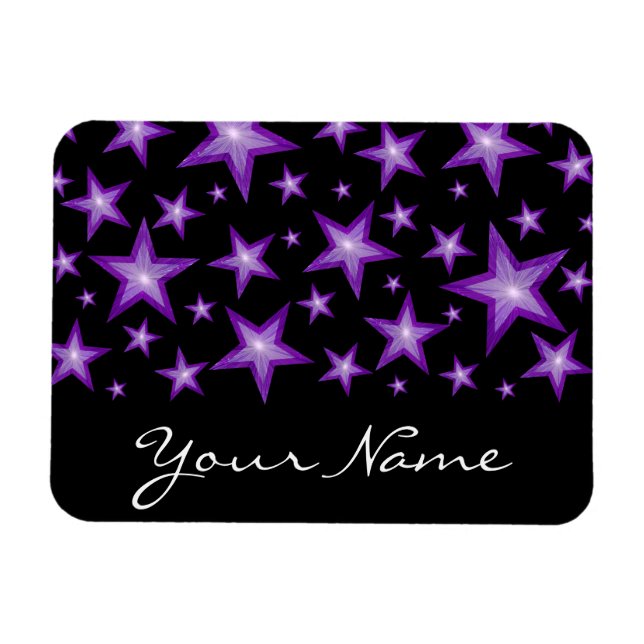 Lila Stars 'Ditt namn', flexibel magnet svart (Horisontell)