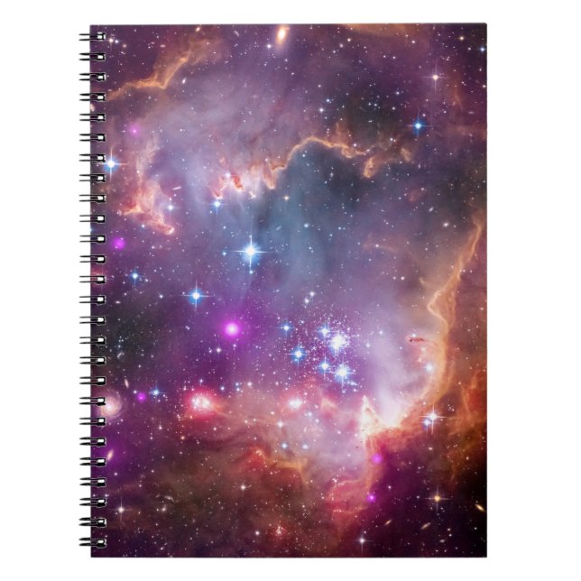 Lila Stars Galaxy Space Astronomy Anteckningsbok Med Spiral (Framsidan)