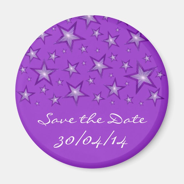 Lila Stars 'Save the Date'-lila för kylskåp Magnet (Framsidan)