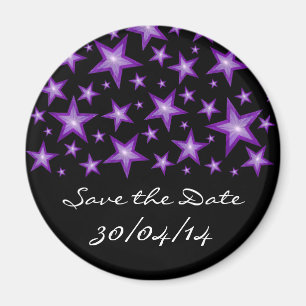 Lila Stars "Save the Date", svart kylmagnet Magnet