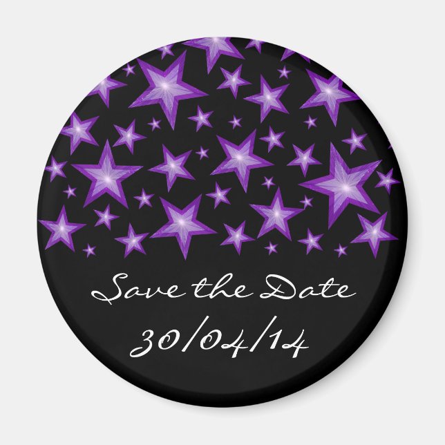 Lila Stars "Save the Date", svart kylmagnet Magnet (Framsidan)