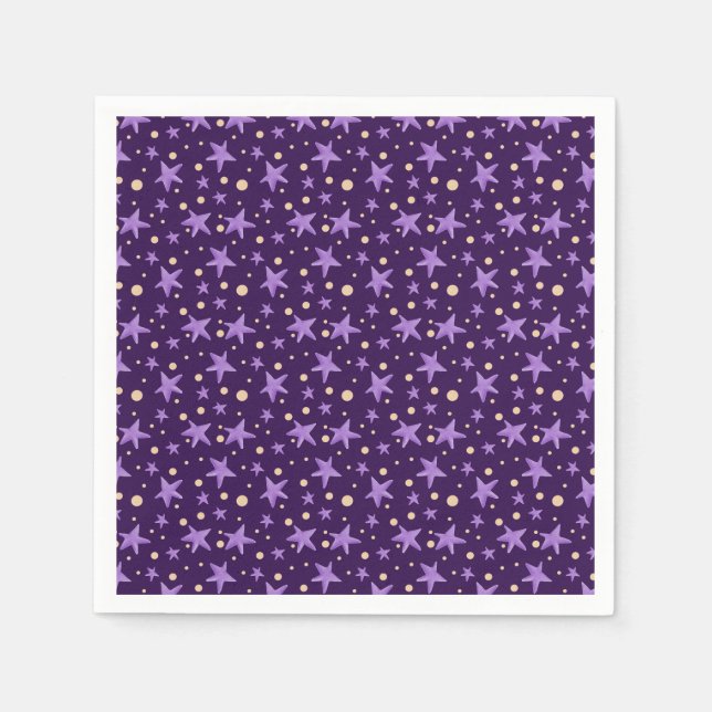 Lila Stars Violet Starry Night Baby Shower Pappersservett (Framsidan)