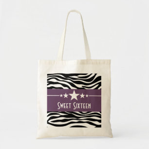 Lila Stars Zebra tryck Sweet 16 Bag Tygkasse