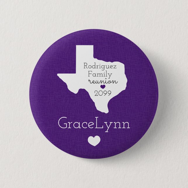 Lila State of Texas Family Reunion Button Knapp (Framsida)