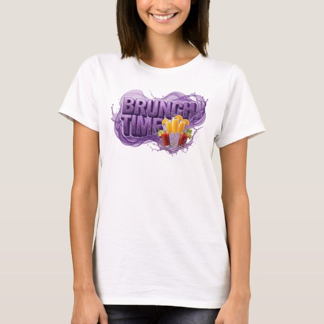 Lila Statement BRUNCH TIME Tröjd Design T Shirt (Framsida)