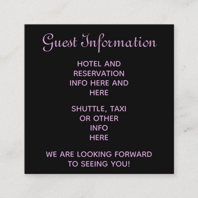 Lila steampunk bröllsgästernas reservationsinforma tilläggskort (Framsida)