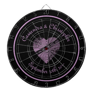 Lila steampunk - hjärttema bröllop-speldekoder darttavla