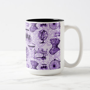 Lila Steampunk Mönster Coffee Mugg