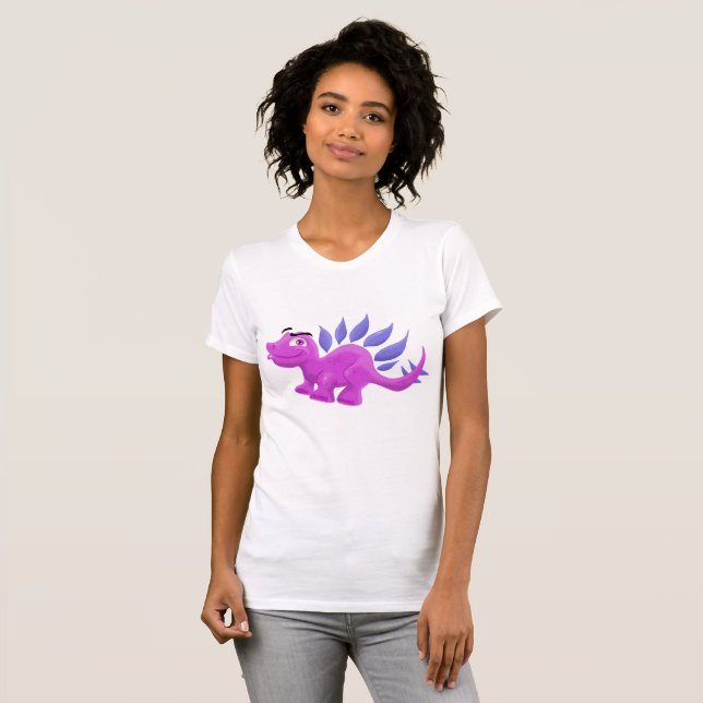 Lila Stegosaurus T Shirt (Hel framsida)