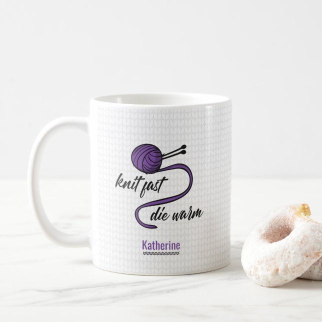 Lila Sticka Fast, Die Warm Kaffemugg (Med munk)