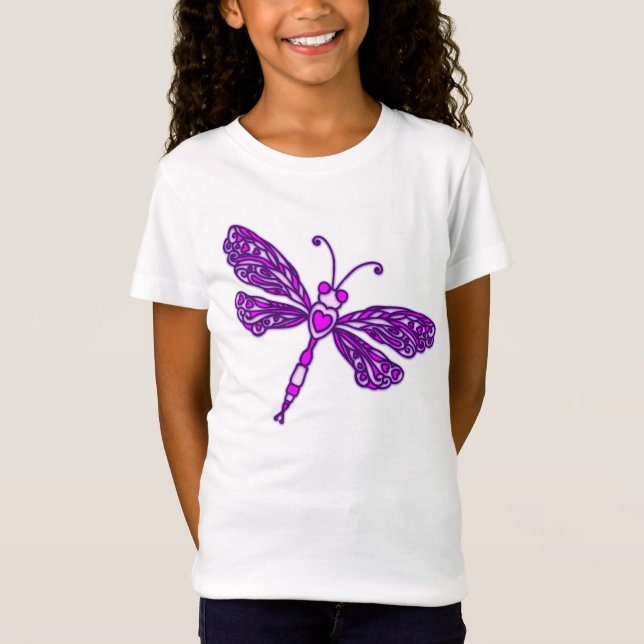 Lila stiliserade drakflygbarn t-shirt (Framsida)