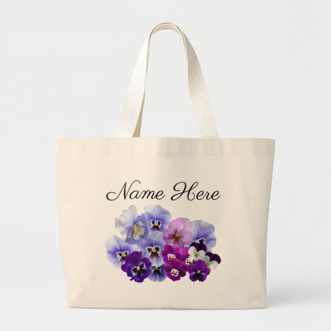 Lila Stilla Blommig Totebag Jumbo Tygkasse (Framsidan)