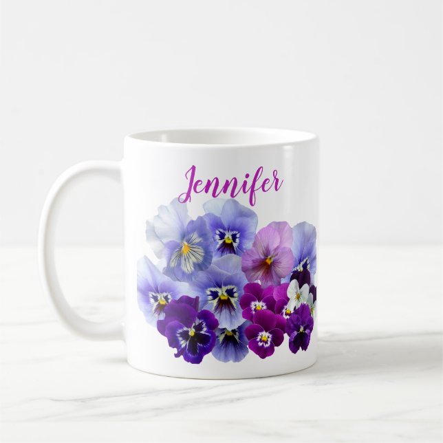 Lila Stilla Kaffe Mugg Blommig (Vänster)