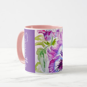 Lila Stillaflodsvattenfärg Kvinnonamn Penséer Mugg