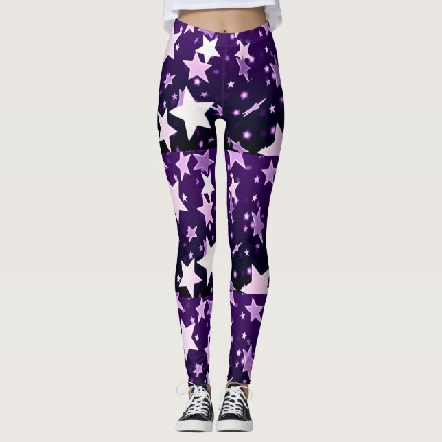 Lila stjärnor leggings (Framsida)