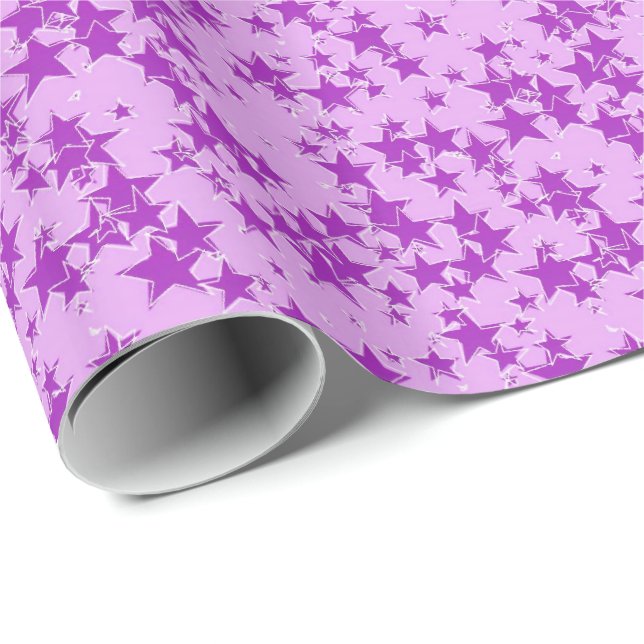 Lila stjärnor på en lavender-bakgrund presentpapper (Rullad Hörn)