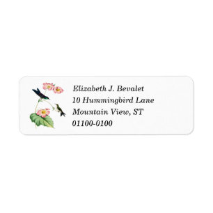 Lila-stödda Returetiketter av Hummingbird Returadress Etikett