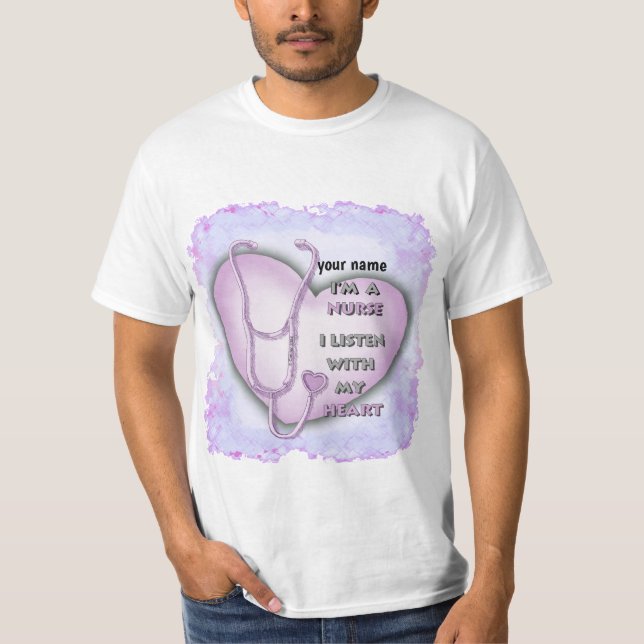 Lila, stor hjärtsköterska t shirt (Framsida)