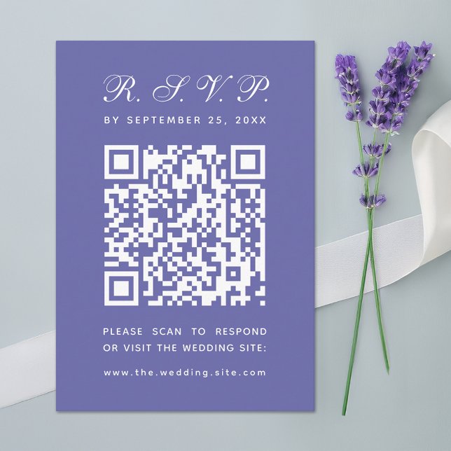 Lila stor QR-kod Enkel kalligrafi Bröllop  OSA Kort (Skapare uppladdad)