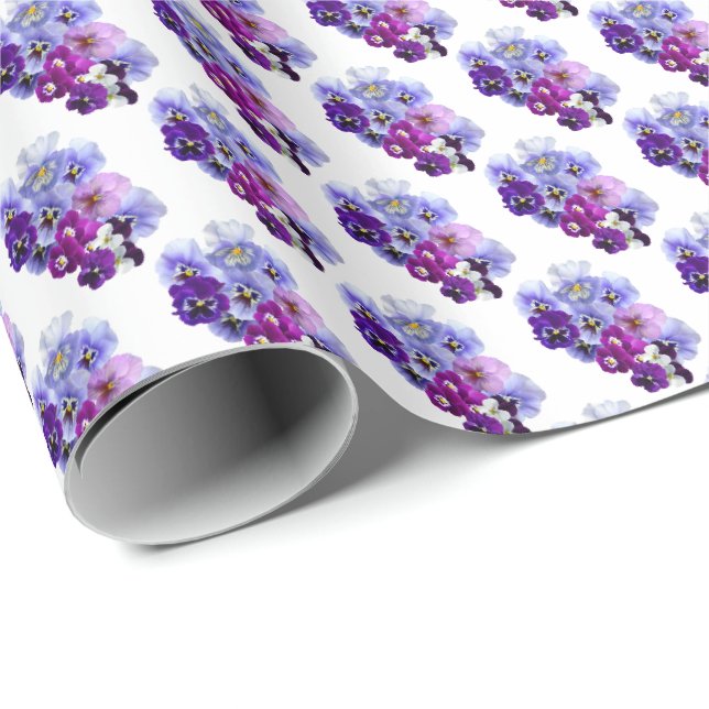 Lila Stora Violblommor Blommig Presentförpacknings Presentpapper (Rullad Hörn)