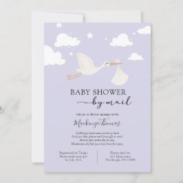 Lila Stork Baby Shower by Mail Inbjudningar
