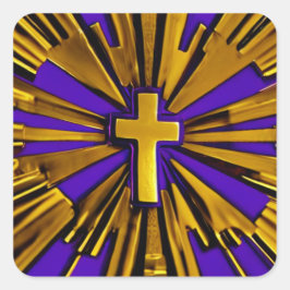 Lila Strålkors Fyrkantigt Klistermärke