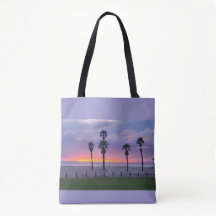 Lila strand solnedgång tote