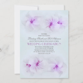 lila strandbröllopsinbjudan med hibiskus inbjudningar