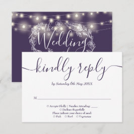 Lila Strängljus Blommig Bröllop OSA Kort