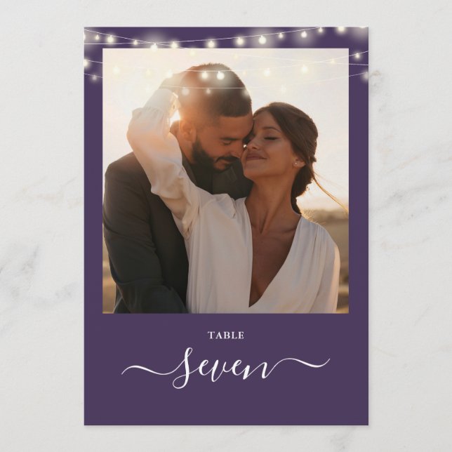 Lila Strängljus Foto Bordskort (Framsida)