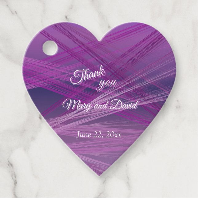 Lila Streaks Bröllop Gåvor Etiketter (Framsida)