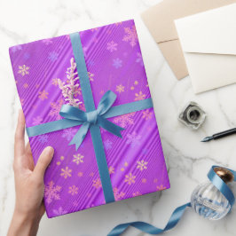 Lila Striations Snöflingor X'mas Wrapping Papper Presentpapper