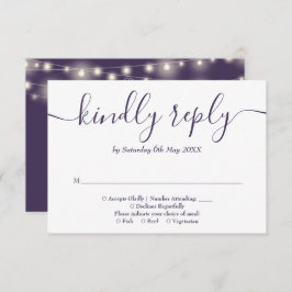 Lila String Ljus Blommigt Bröllop OSA Kort