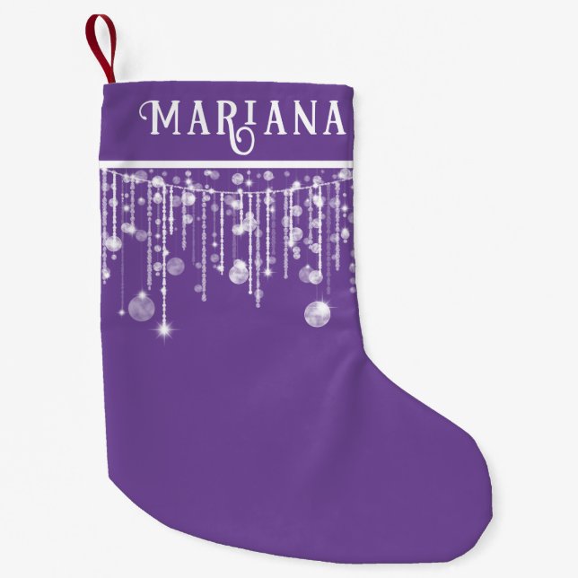 Lila String Ljus - liten julklapp Julstrumpa (Framsidan)