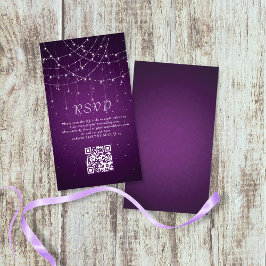 Lila String Ljus QR-kodBröllop OSA Tilläggskort