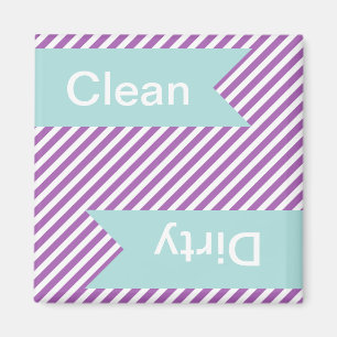 Lila Stripe Clean - Dirty Dishwasher Magnets Magnet