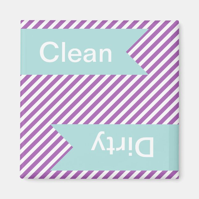 Lila Stripe Clean - Dirty Dishwasher Magnets Magnet (Framsidan)