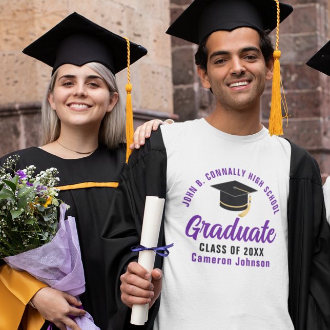 Lila Student Anpassningsbar School 2025 Studenten T Shirt (Skapare uppladdad)