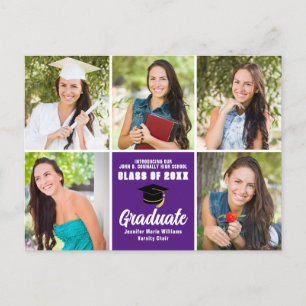 Lila Student Photo Collage Modern Studenten Vykort