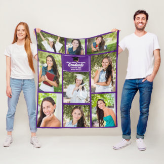 Lila Student Photo Collage Studenten Gift Fleecefilt