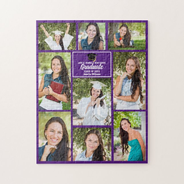 Lila Student Photo Collage Studenten Gift Pussel (Vertikal)