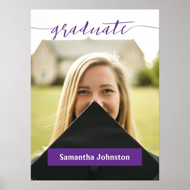 Lila Student Script Modern Photo Poster (Framsidan)