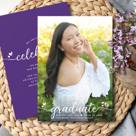 Lila Studenten Fotomodern Calligraphy Hearts Meddelande