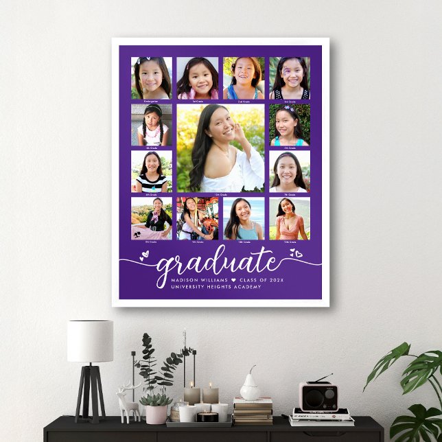 Lila Studenten K-12 Photo Collage Modern Script Poster (Skapare uppladdad)
