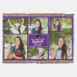 Lila Studenten Photo Collage Chic Anpassningsbar Filt