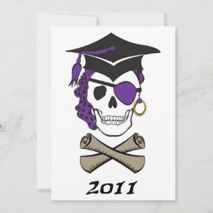 Lila Studenten Pirat Skull Inbjudningar