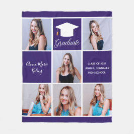 Lila Studenten Senior Photo Collage Anpassningsbar Fleecefilt